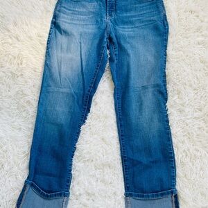 NYDJ LORENA BOYFRIEND JEANS CUFFED MEDIUM WASH STRETCH DENIM Size 10